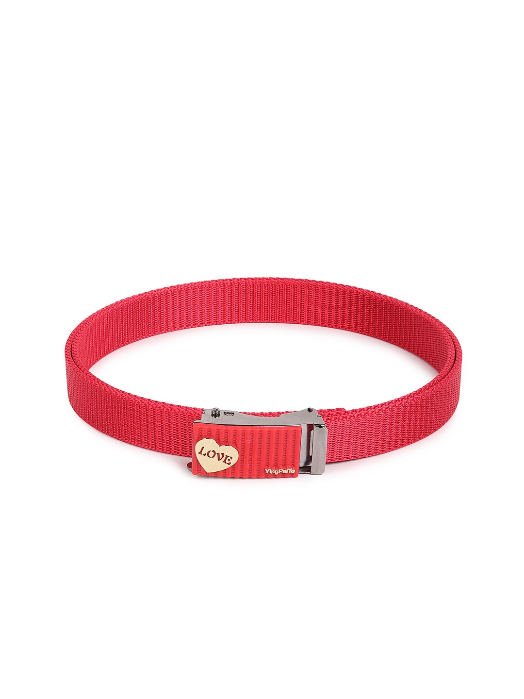 

HENEDA Women Textured Auto Lock Stylish Buckle Detail Belt, Red