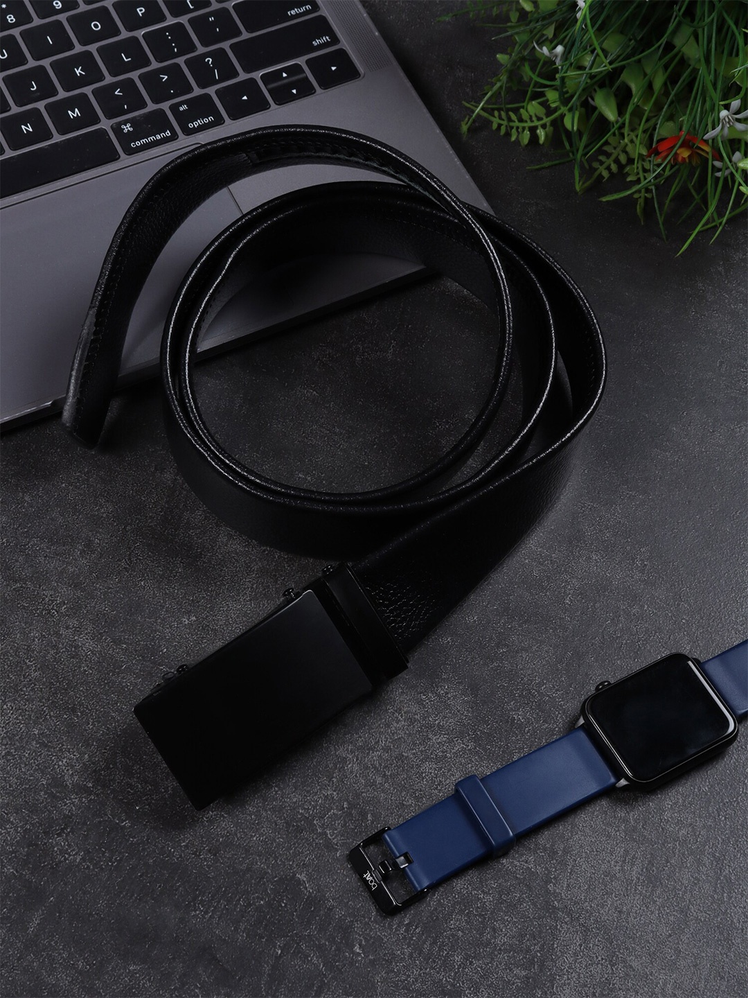 

HENEDA Men Wide Textured Auto-Lock Buckle Nylon Belt, Black