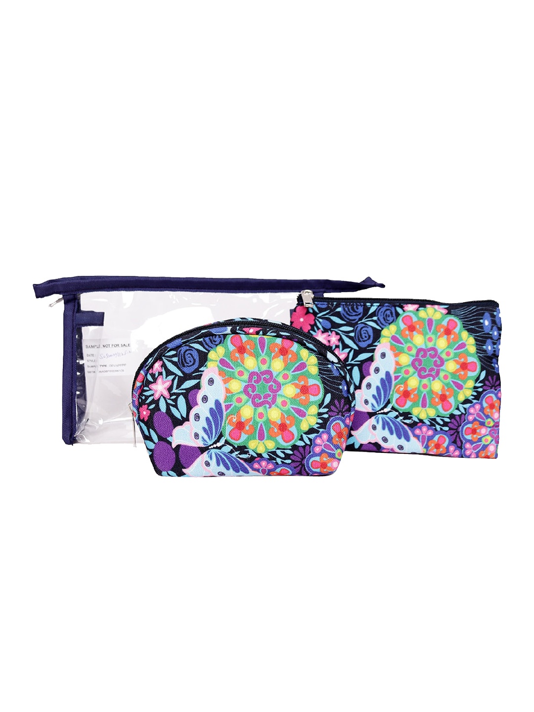

ASTRID Set Of 3 Printed Pouches, Blue