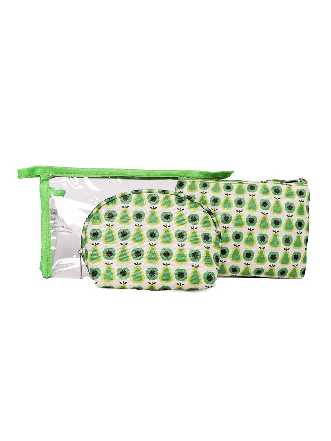 

ASTRID 3 Pcs Green & Transparent Printed Makeup Pouches
