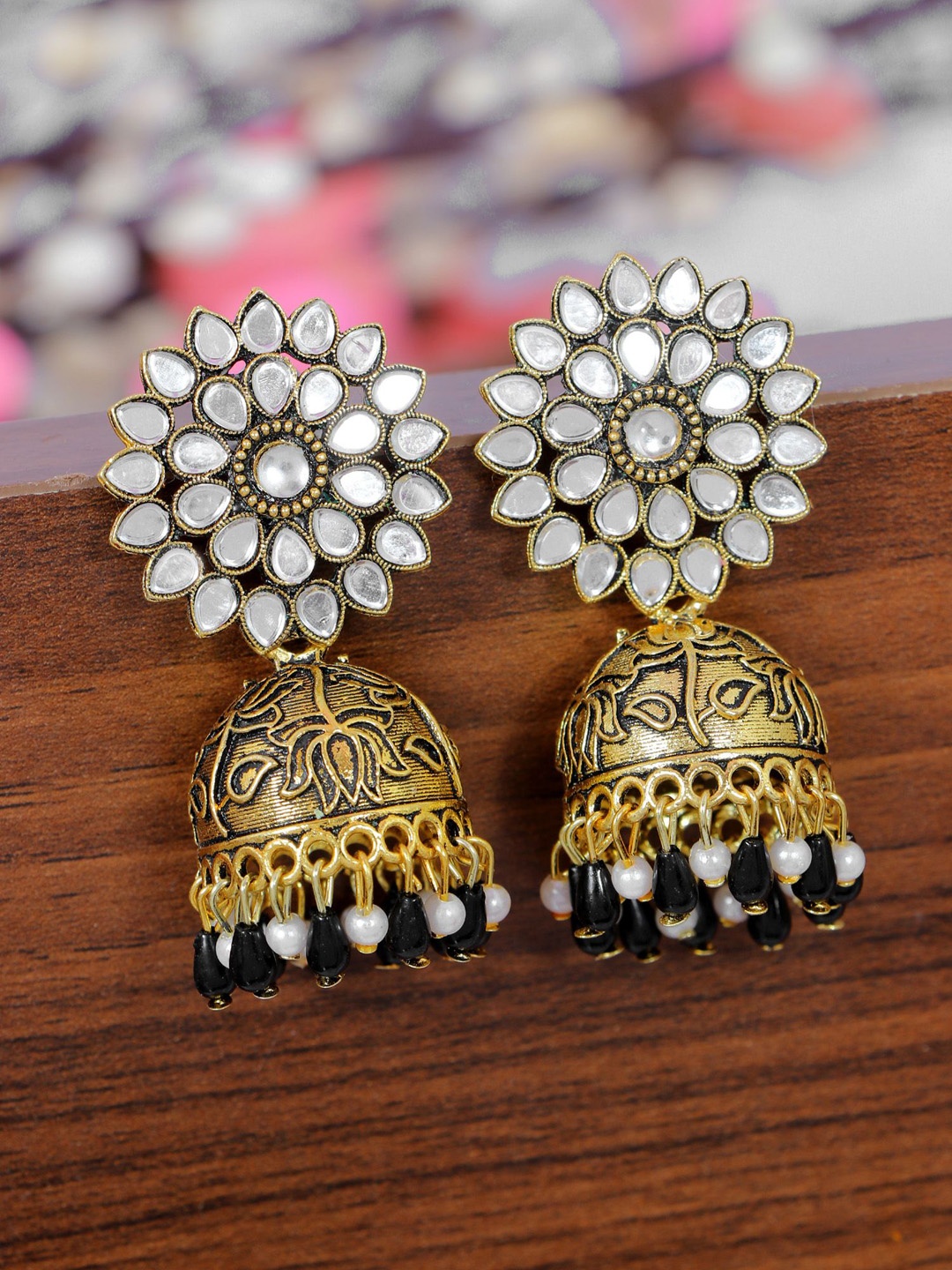 

Crunchy Fashion Gold-Plated Dome Shaped Studs Earrings