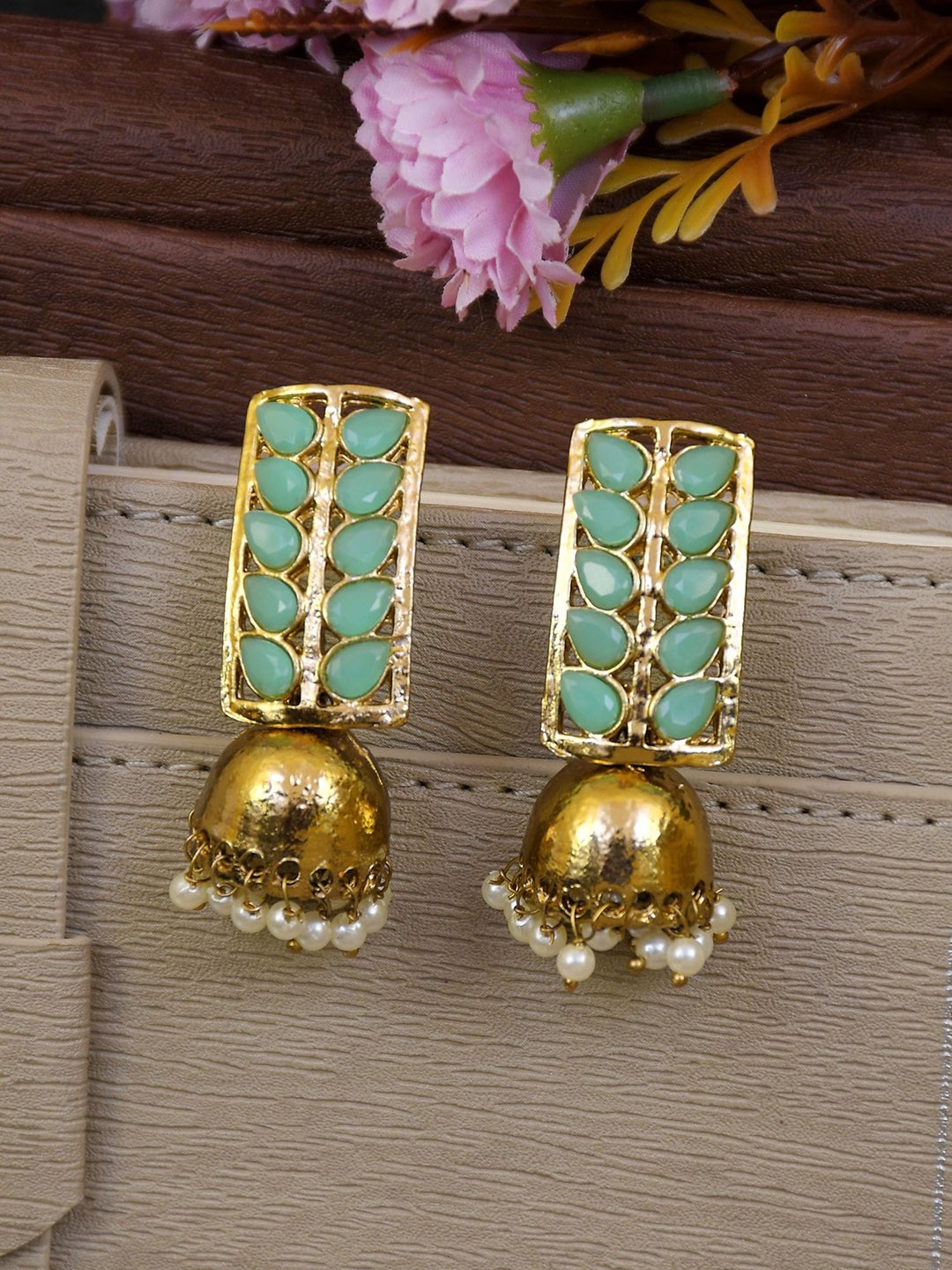 

Crunchy Fashion Gold-Plated Contemporary Jhumkas