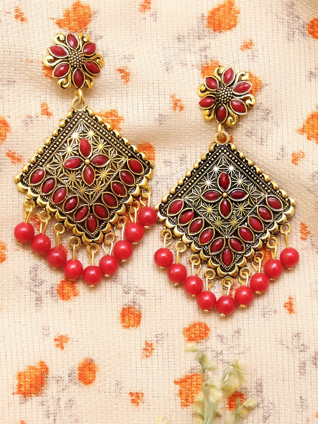 

Crunchy Fashion Gold-Plated Contemporary Drop Earrings