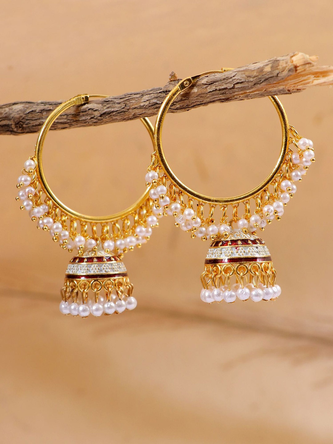 

Crunchy Fashion Gold-Plated Dome Shaped Hoop Earrings