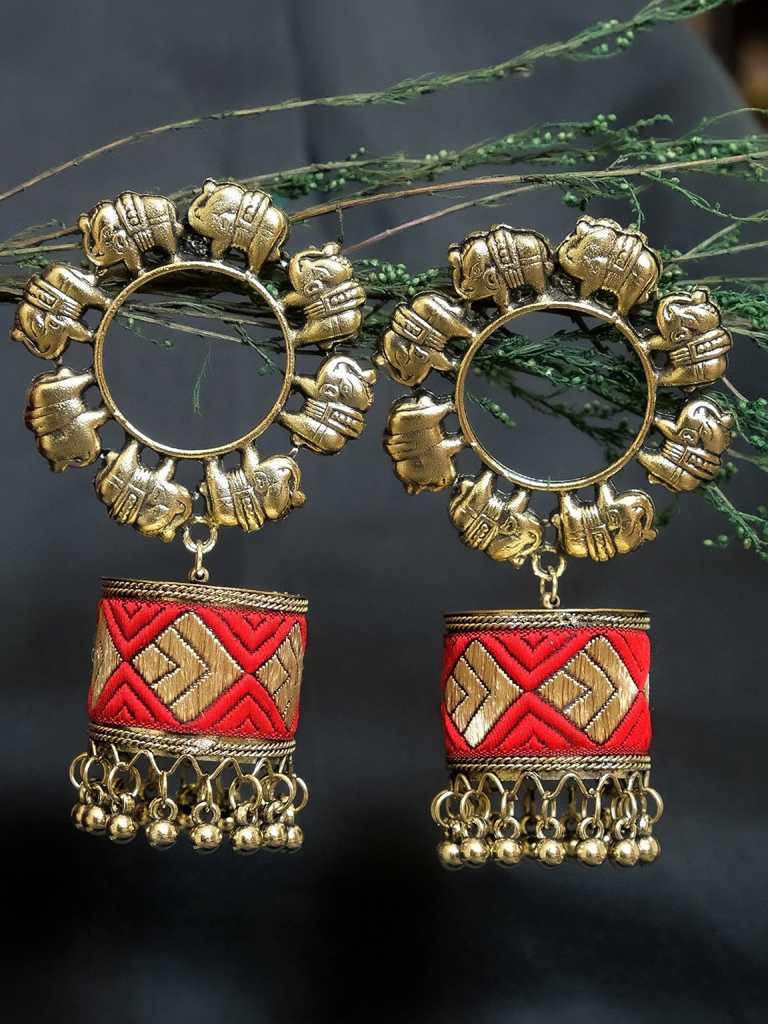 

Crunchy Fashion Gold-Plated Dome Shaped Jhumkas Earrings