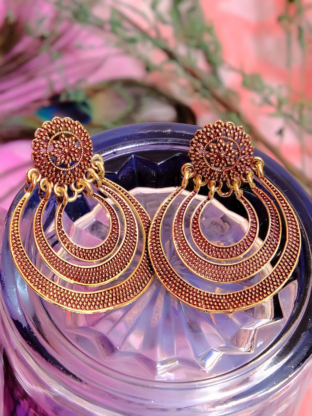 

Crunchy Fashion Gold-Plated Crescent Shaped Chandbalis