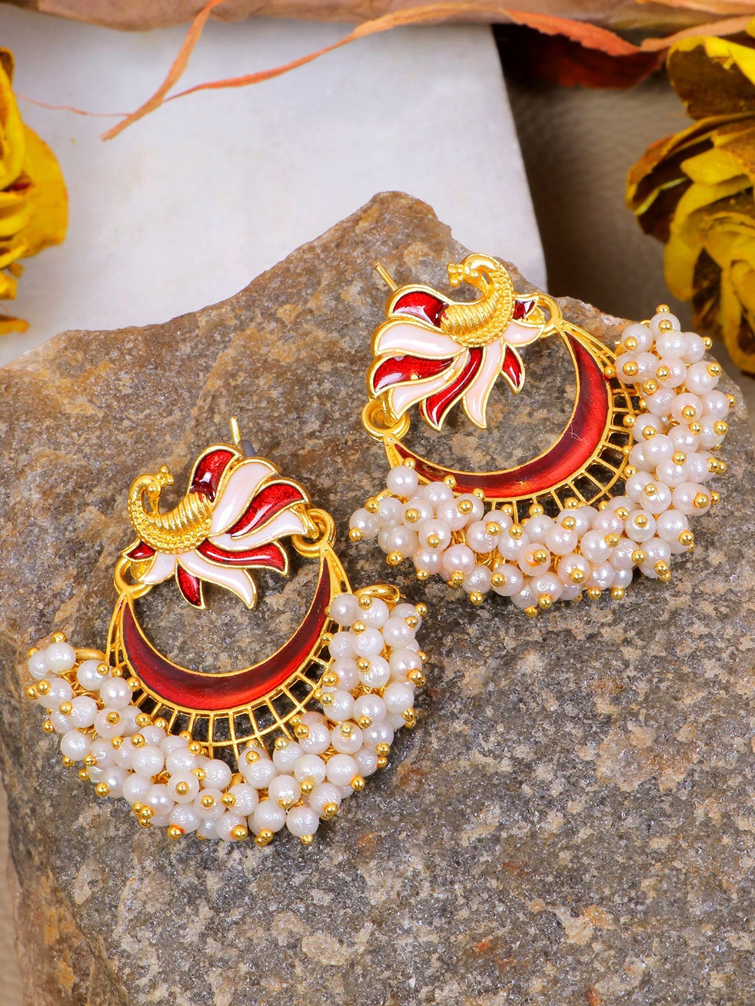 

Crunchy Fashion Gold-Plated Peacock Shaped Chandbalis