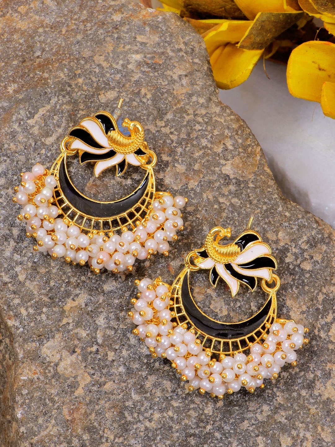 

Crunchy Fashion Gold-Plated Crescent Shaped Chandbalis Earrings