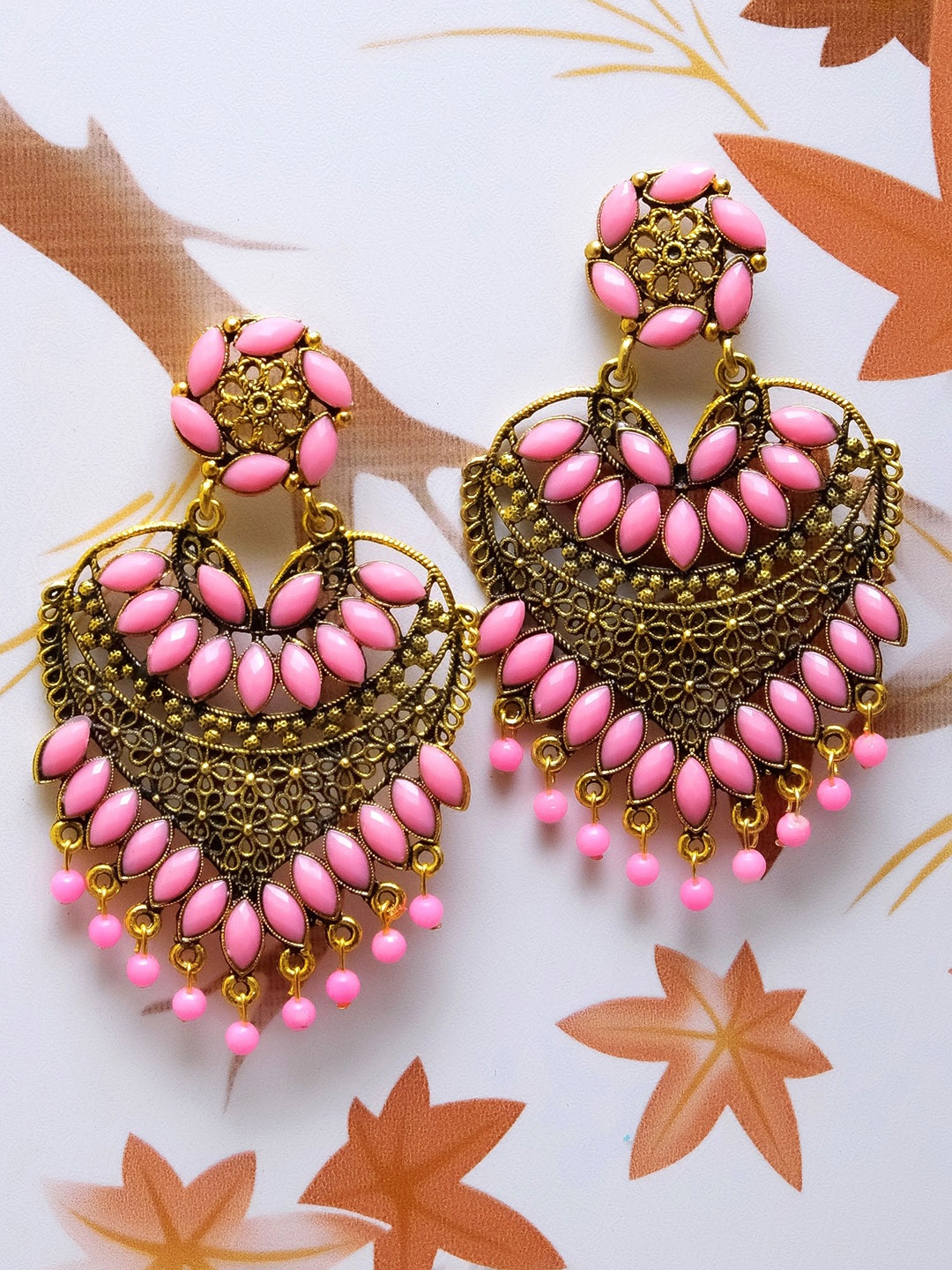 

Crunchy Fashion Gold-Plated Heart Shaped Drop Earrings