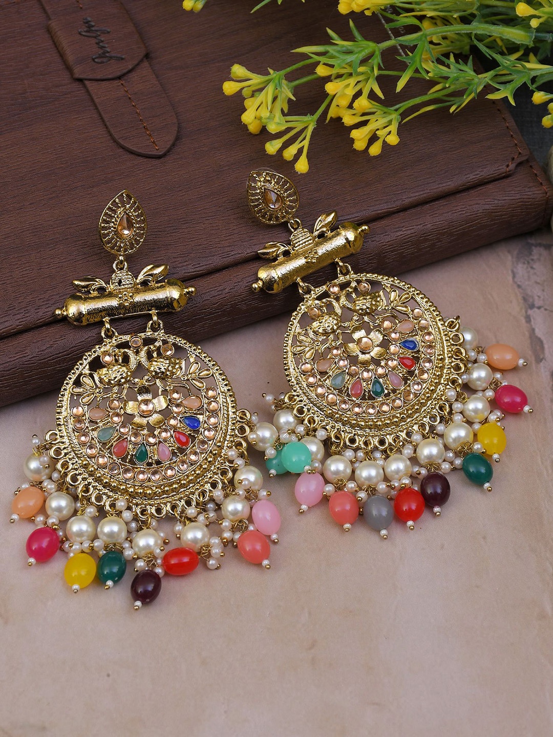

Crunchy Fashion Gold-Plated Contemporary Chandbalis Earrings
