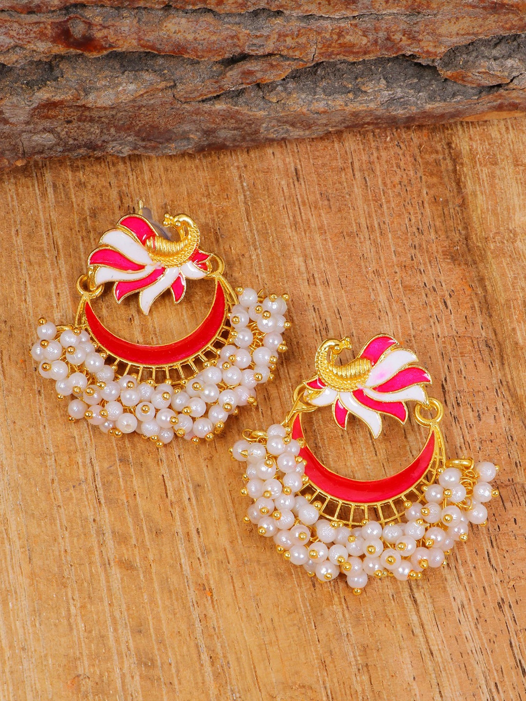 

Crunchy Fashion Gold-Plated Peacock Shaped Chandbalis