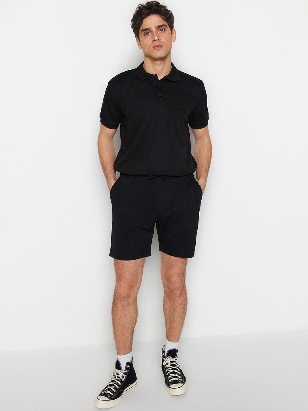 

Trendyol Men High-Rise Sports Shorts, Black