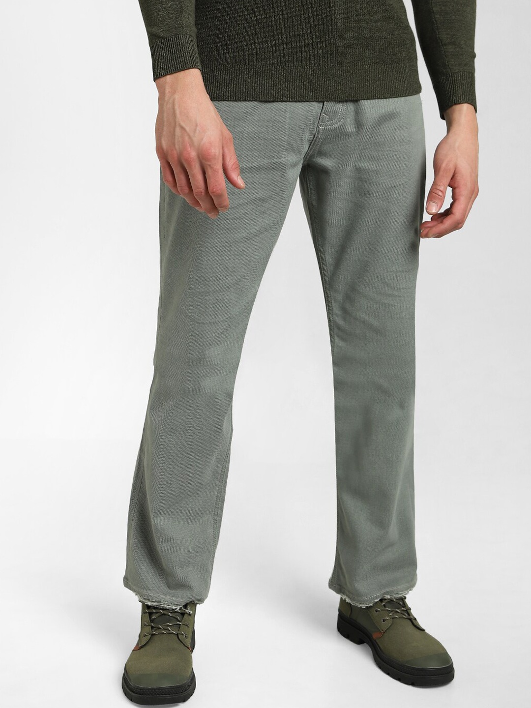 

Jack & Jones Men Straight Fit Low-Rise Low Distress Cotton Jeans, Grey