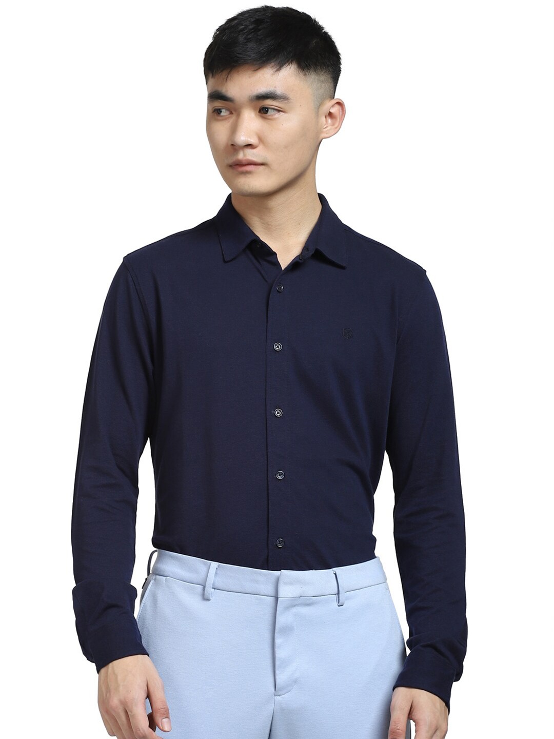 

Jack & Jones Spread Collar Slim Fit Opaque Formal Shirt, Navy blue