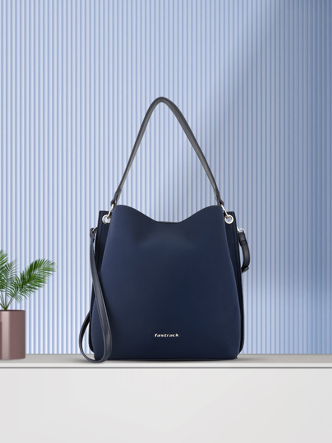 

Fastrack Striped PU Oversized Structured Hobo Bag with Fringed, Blue