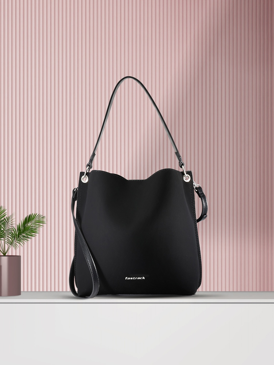 

Fastrack PU Oversized Bucket Shoulder Bag, Black