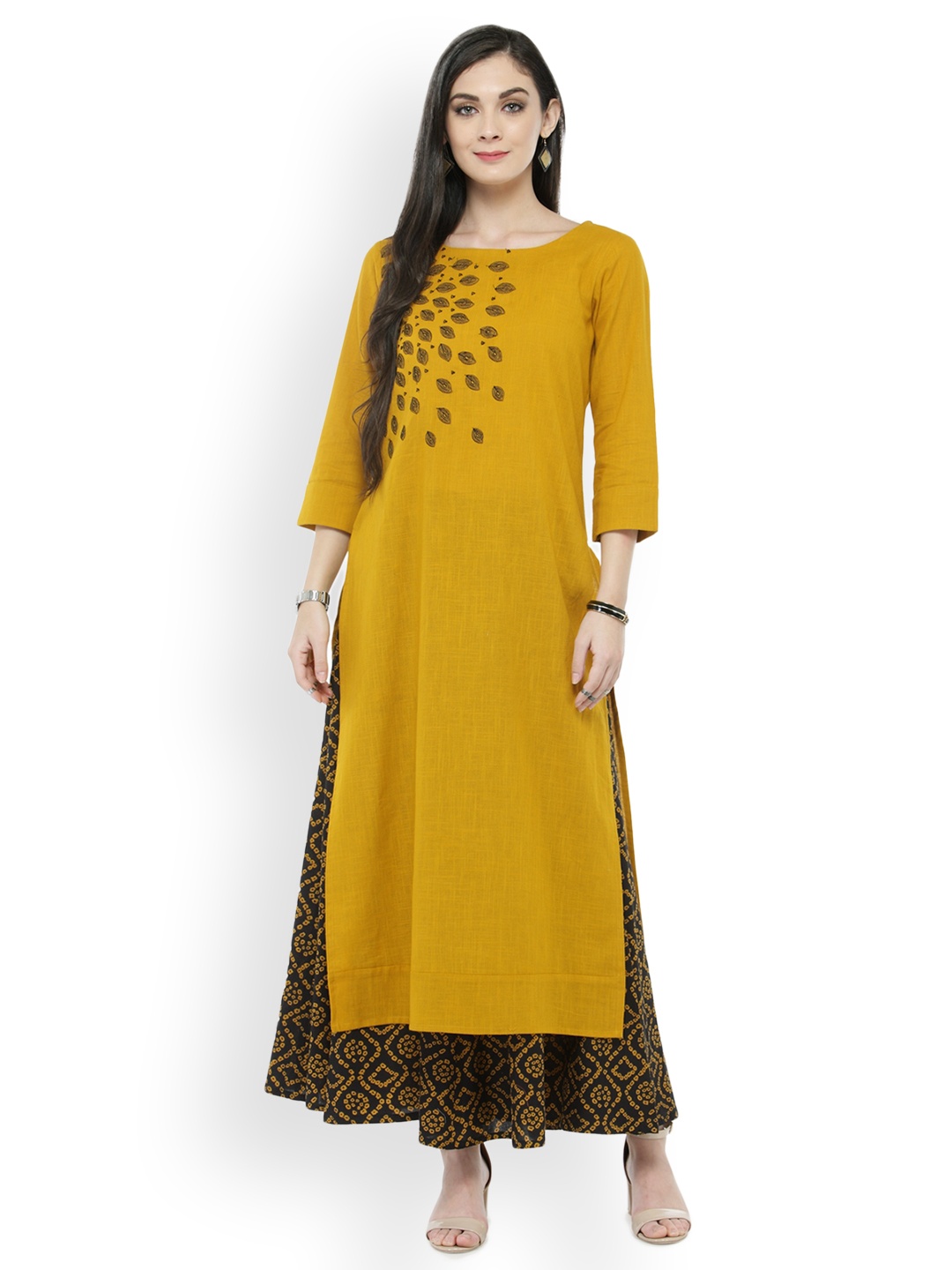 

Varanga Mustard Embroidered Kurta