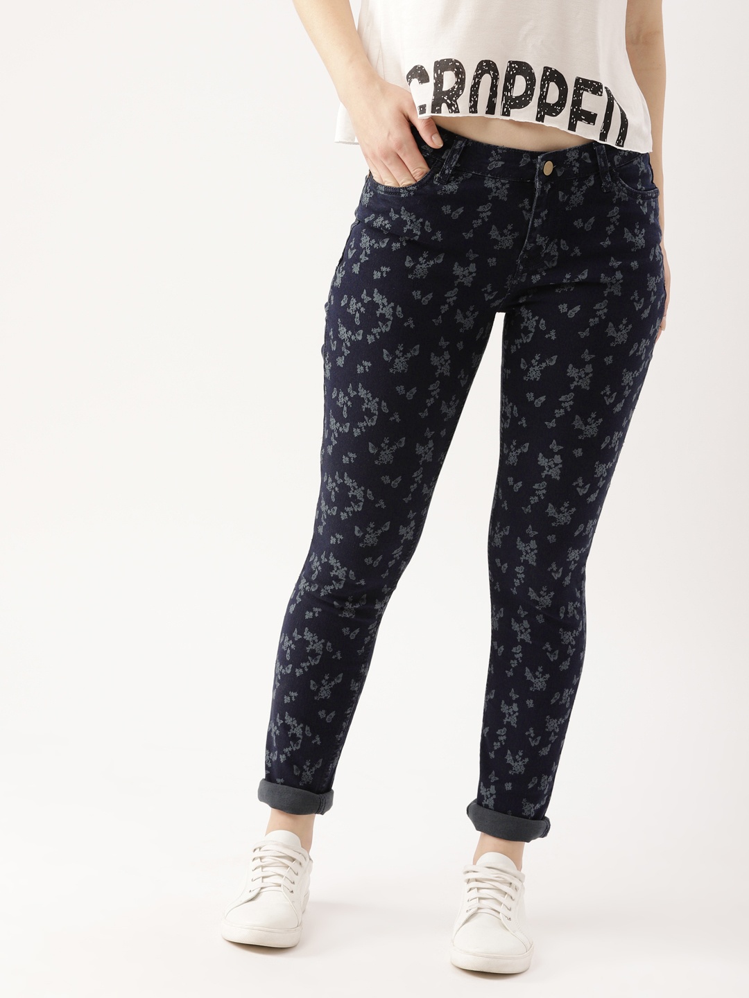 

DressBerry Women Blue Regular Fit Mid-Rise Clean Look Printed Jeans