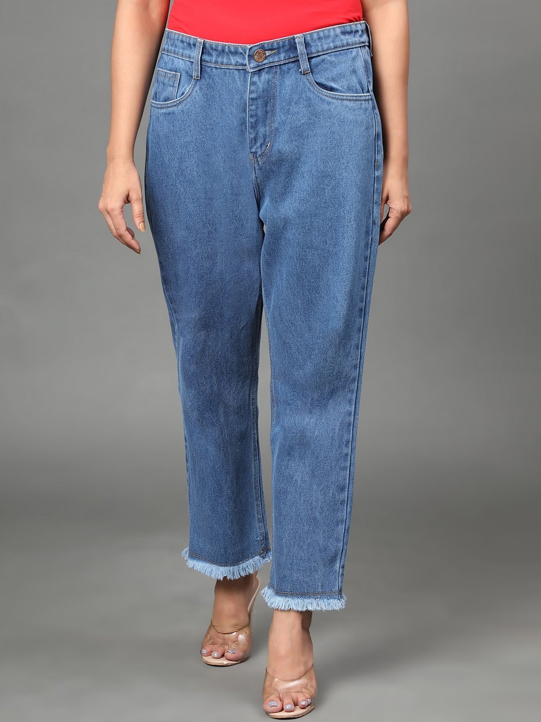 

BAESD Women Jean Straight Fit High-Rise Jeans, Blue