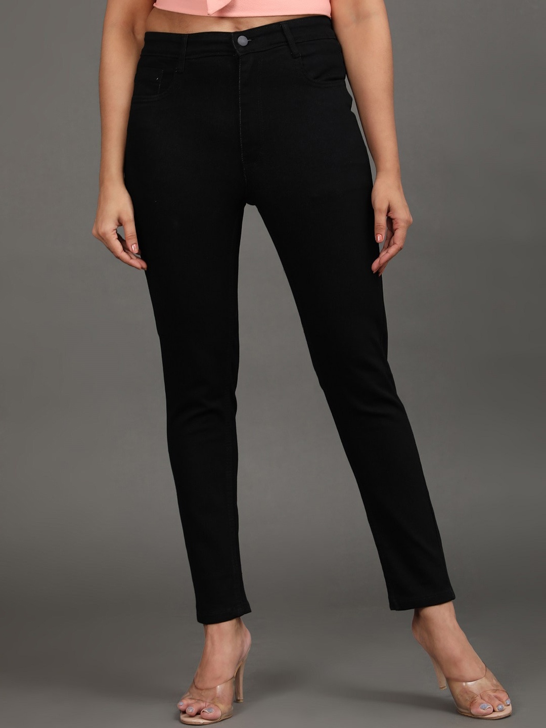

BAESD Women High-Rise Skinny Fit Cotton Stretchable Jeans, Black