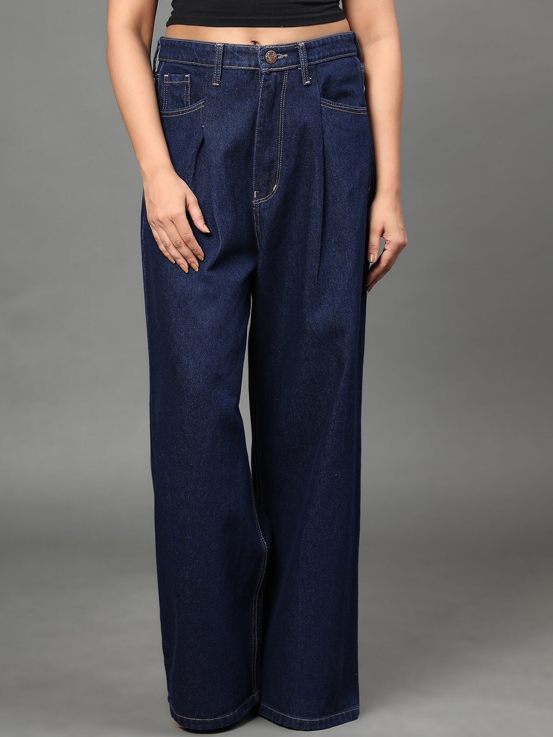 

BAESD Women Jean Relaxed Fit Mid-Rise Jeans, Navy blue