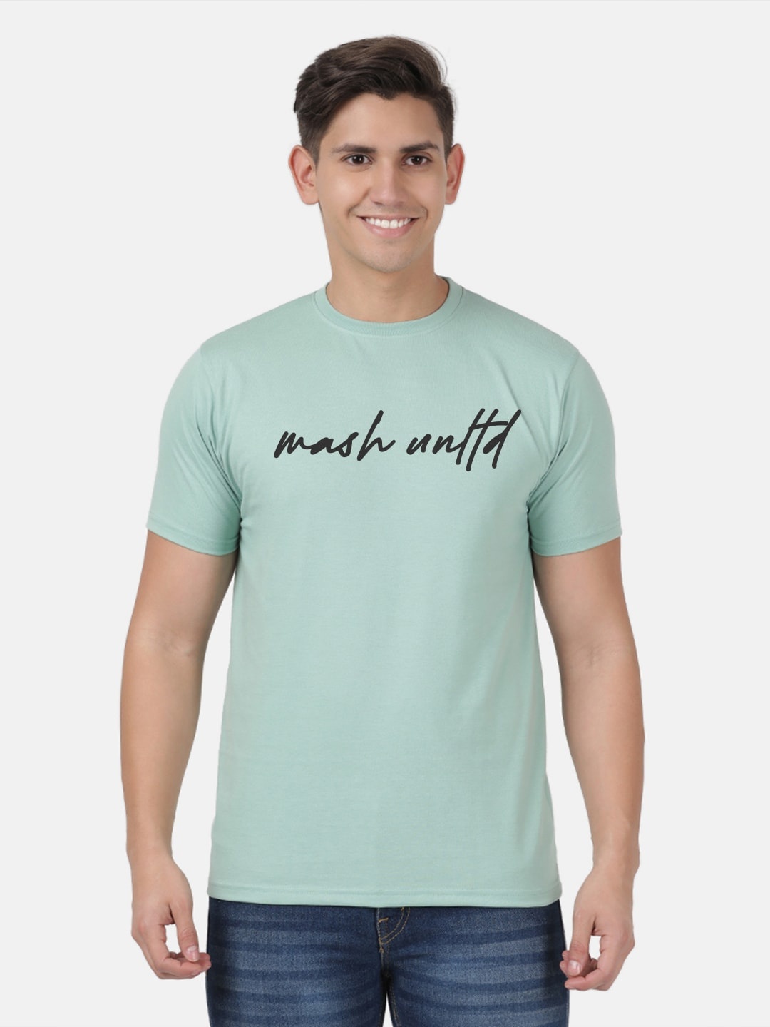 

MASH UNLIMITED Typography Printed Pure Cotton T-shirt, Sea green