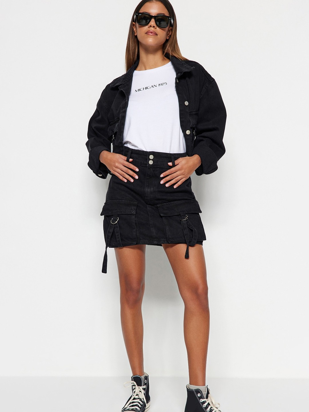 

Trendyol Pure Cotton A-Line Mini Skirt, Black