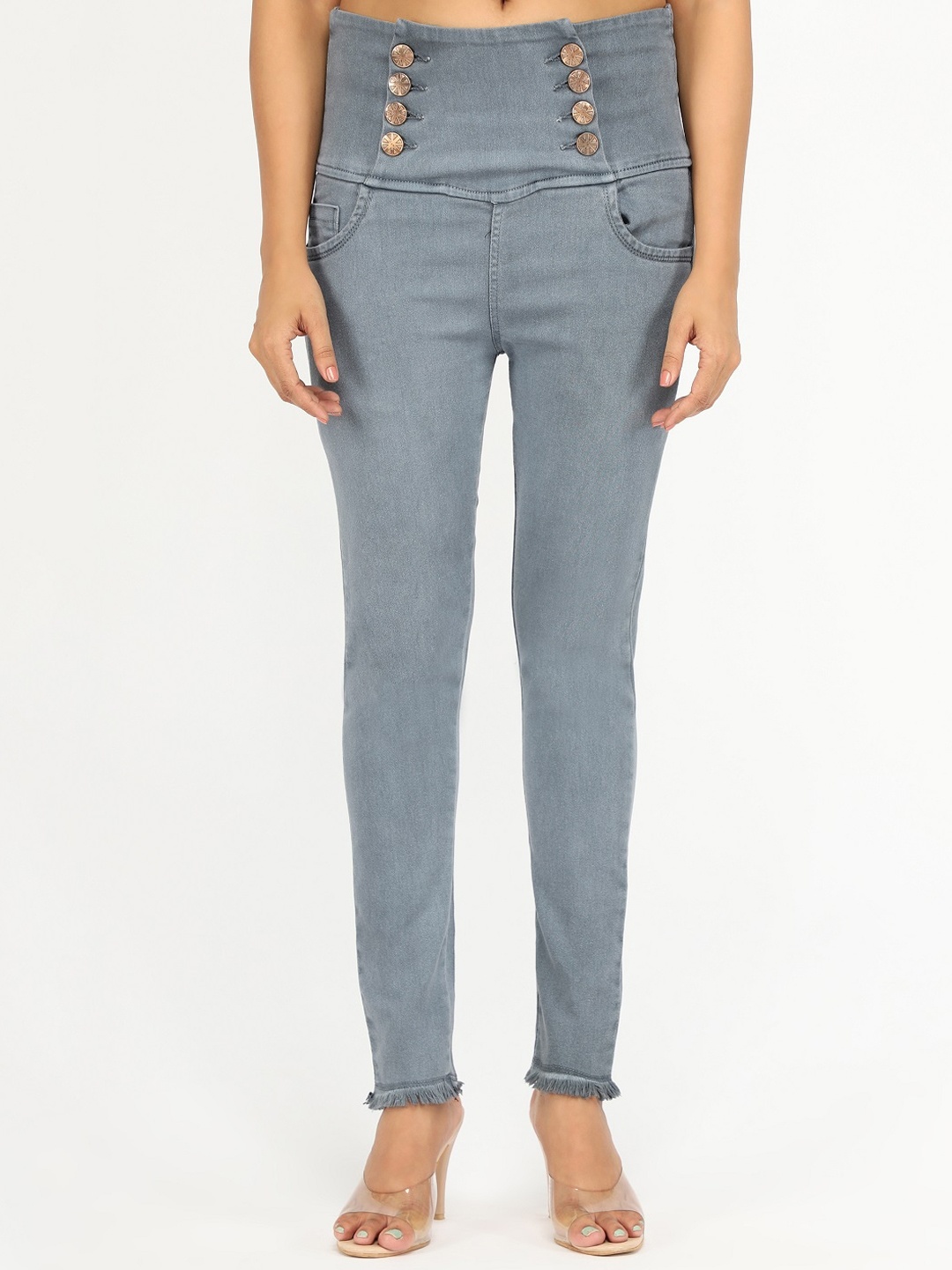 

BAESD Women Jean High-Rise Stretchable Jeans, Grey