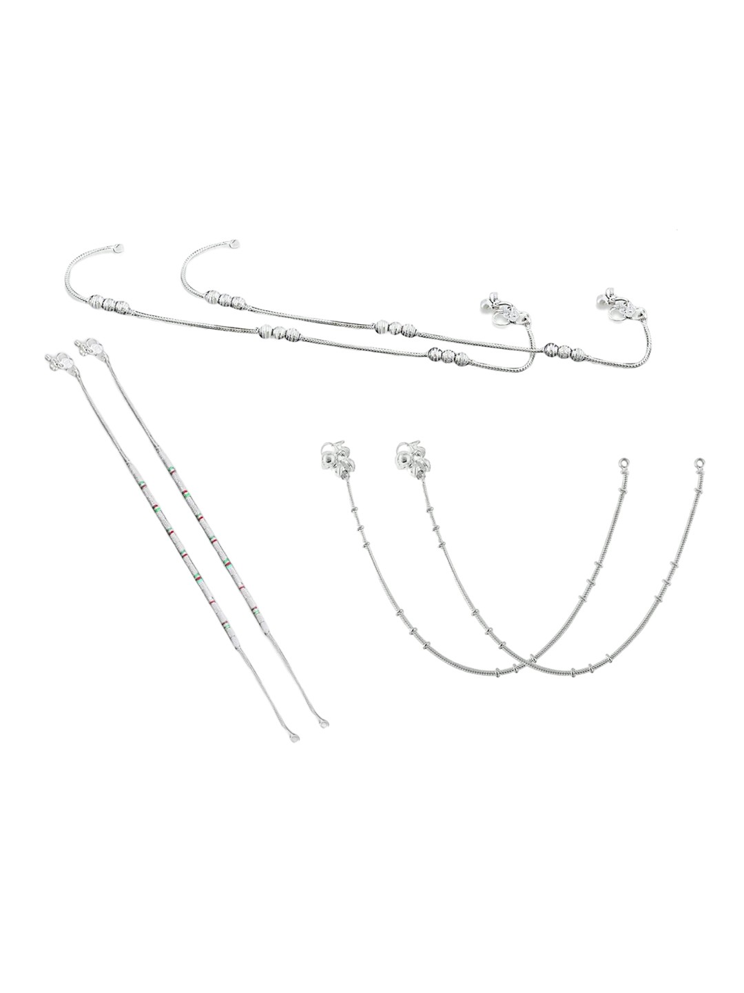

RUHI COLLECTION Set Of 2 Silver-Plated Beaded Anklet