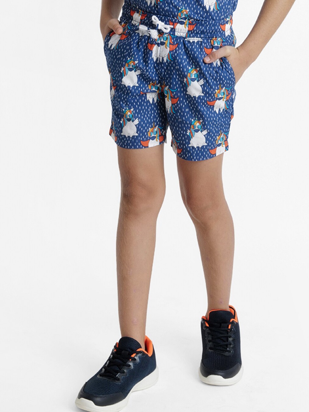 

Jack & Jones Junior Boys Conversational Printed Mid-Rise Cotton Shorts, Blue