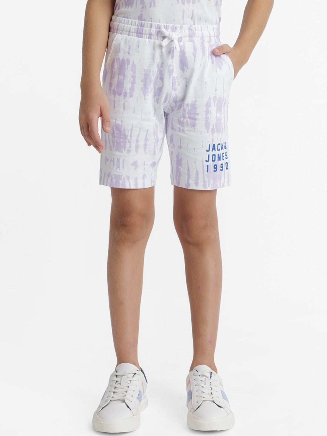 

Jack & Jones Junior Boys Tie & Dye Mid-Rise Cotton Shorts, White