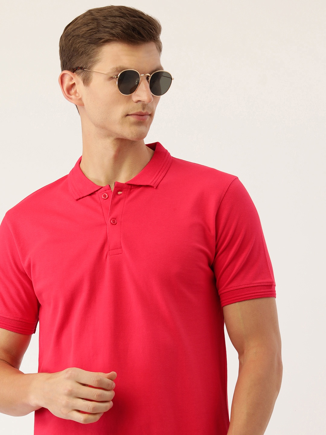 

ARISE Men Polo Collar Pure Cotton T-shirt, Red