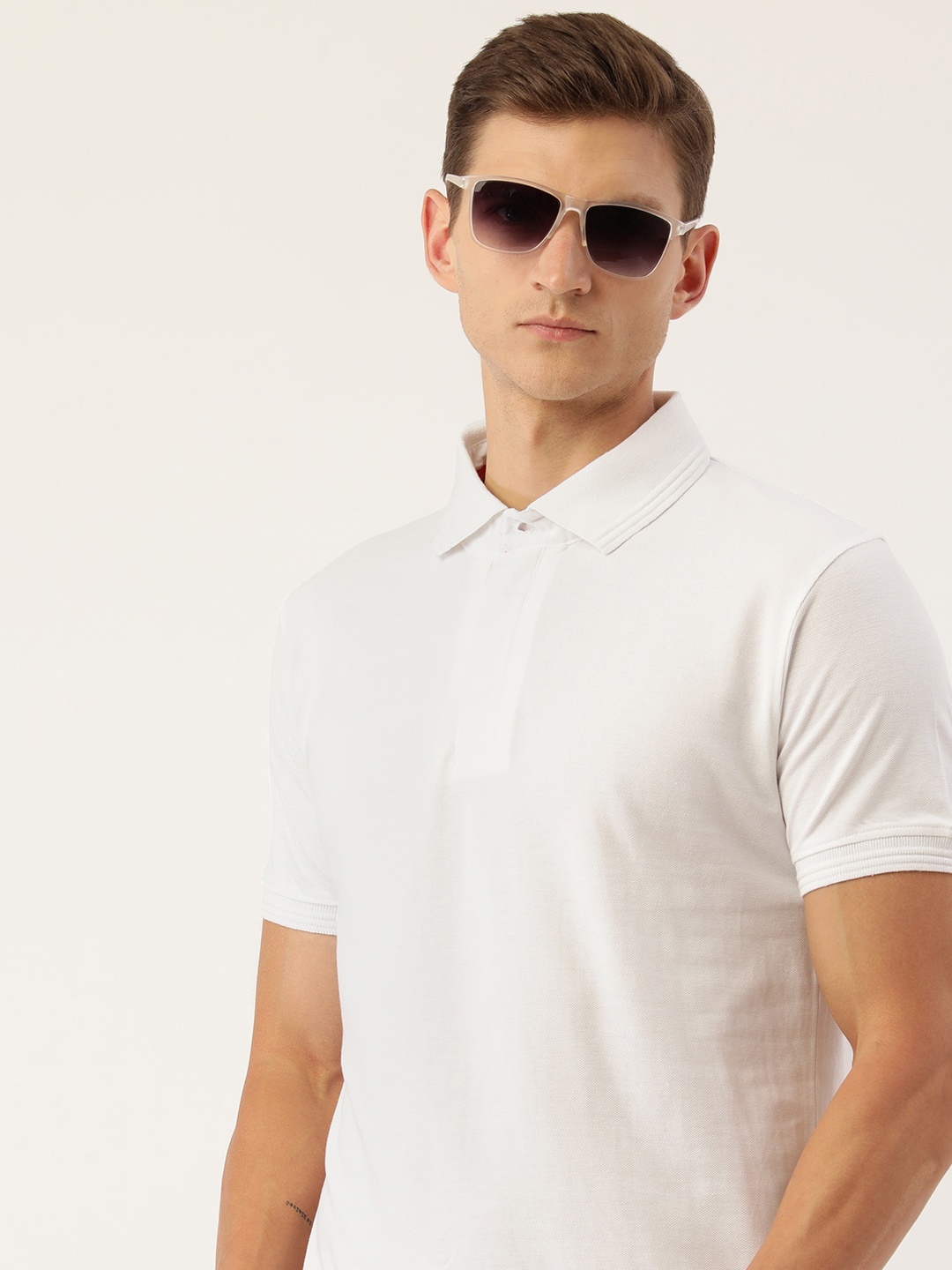 

ARISE Men Polo Collar Pure Cotton T-shirt, White