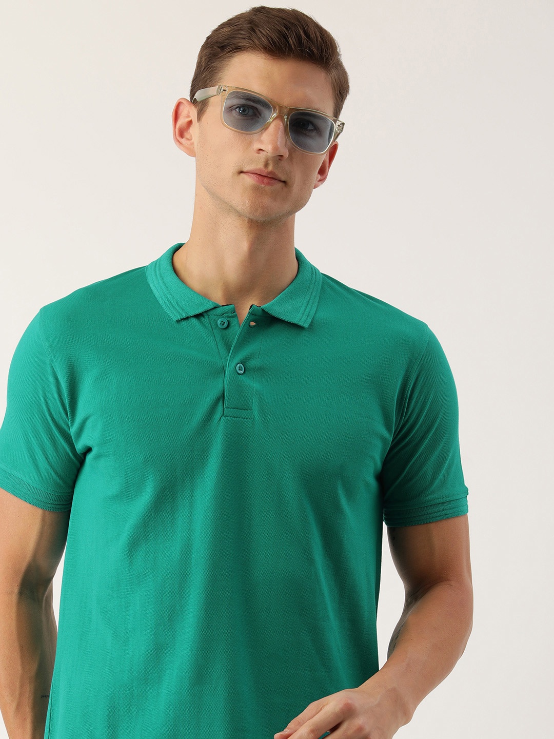 

ARISE Men Polo Collar Pure Cotton T-shirt, Teal