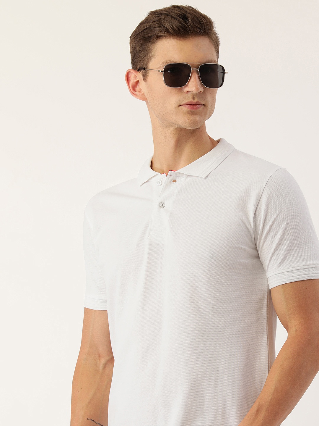 

ARISE Men Polo Collar Pure Cotton T-shirt, White