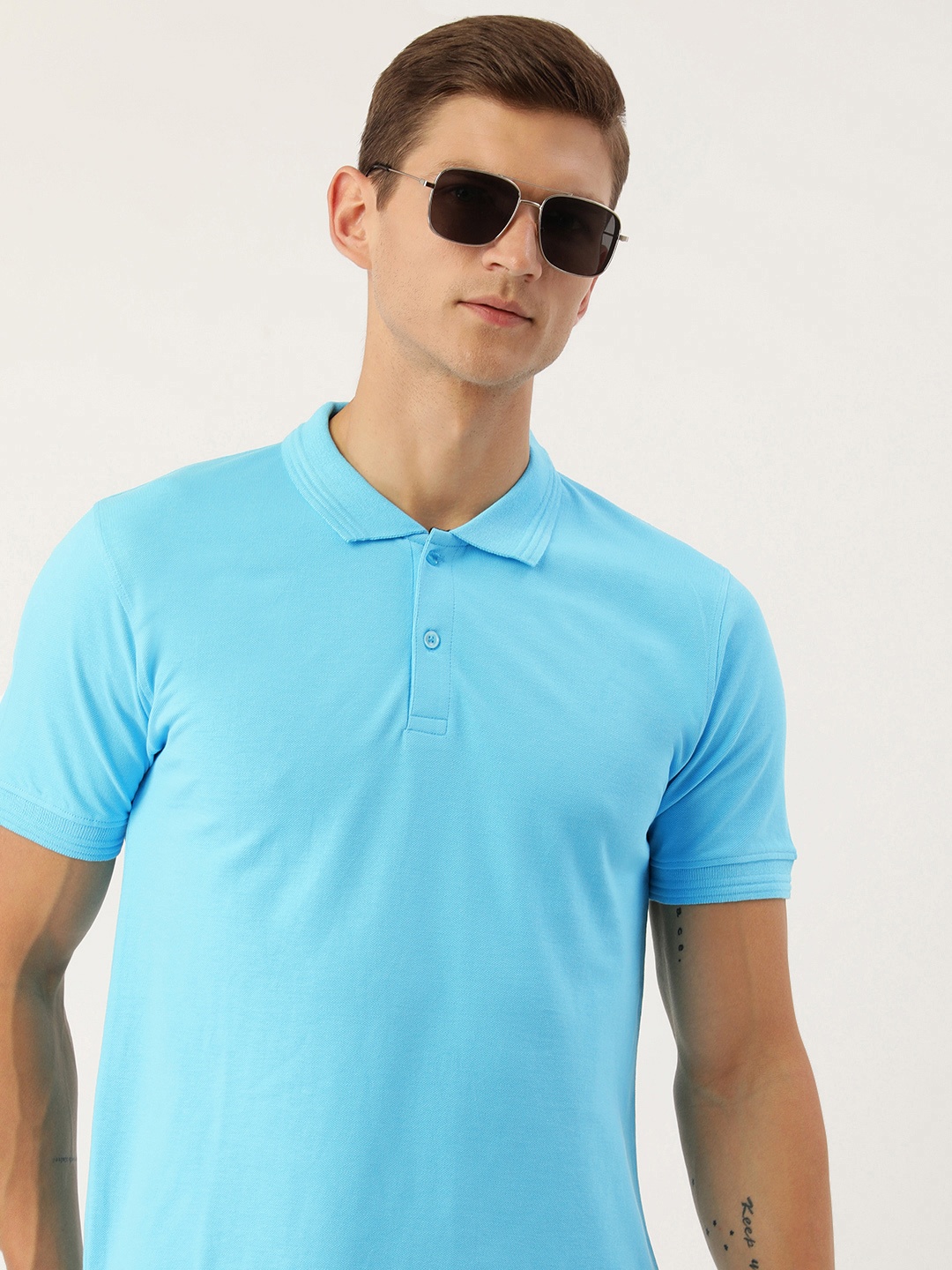 

ARISE Men Polo Collar Pure Cotton T-shirt, Blue