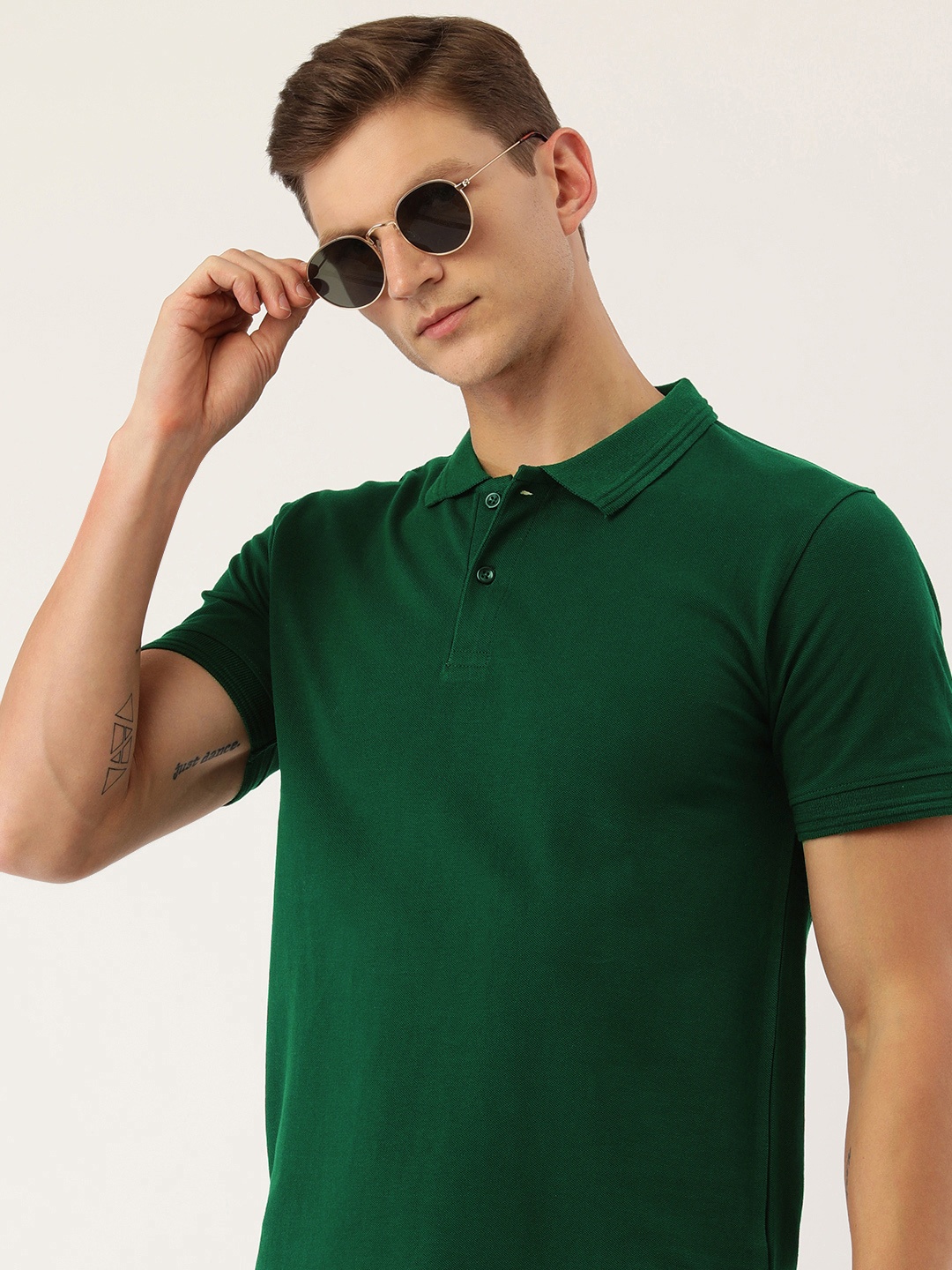 

ARISE Men Polo Collar Pure Cotton T-shirt, Green