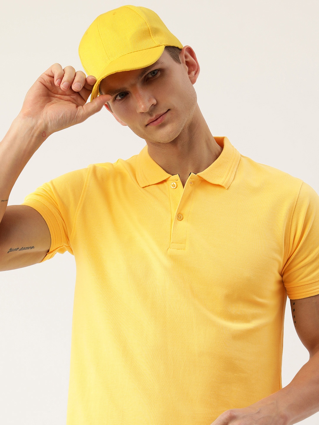 

ARISE Men Polo Collar Pure Cotton T-shirt, Yellow