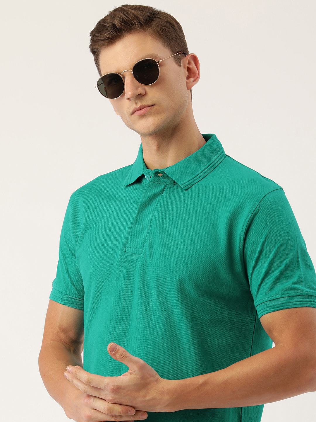 

ARISE Men Polo Collar Pure Cotton T-shirt, Teal