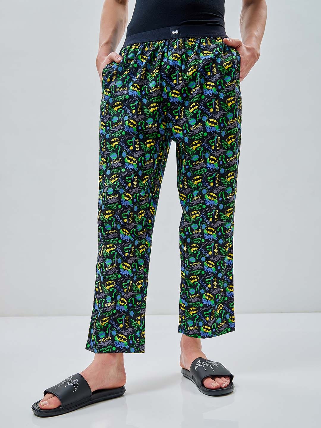 

Bewakoof Men DC All Over Graphic Printed Pure Cotton Lounge Pants, Multi