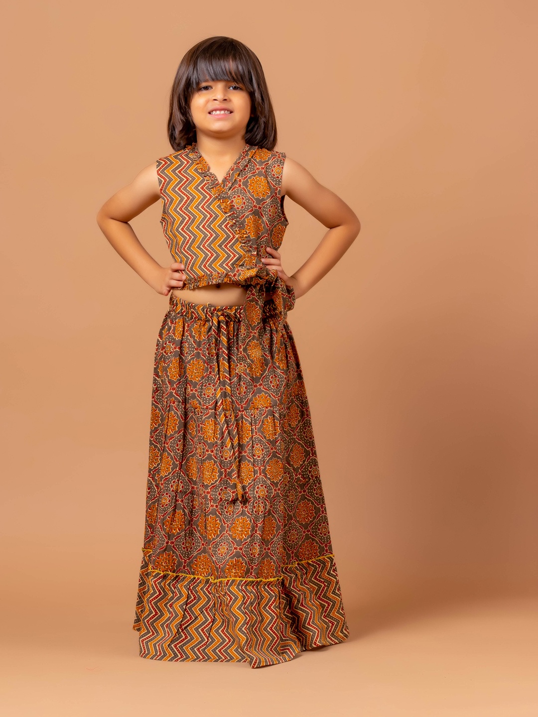 

Sangria Printed Pure Cotton Lehenga Choli, Yellow