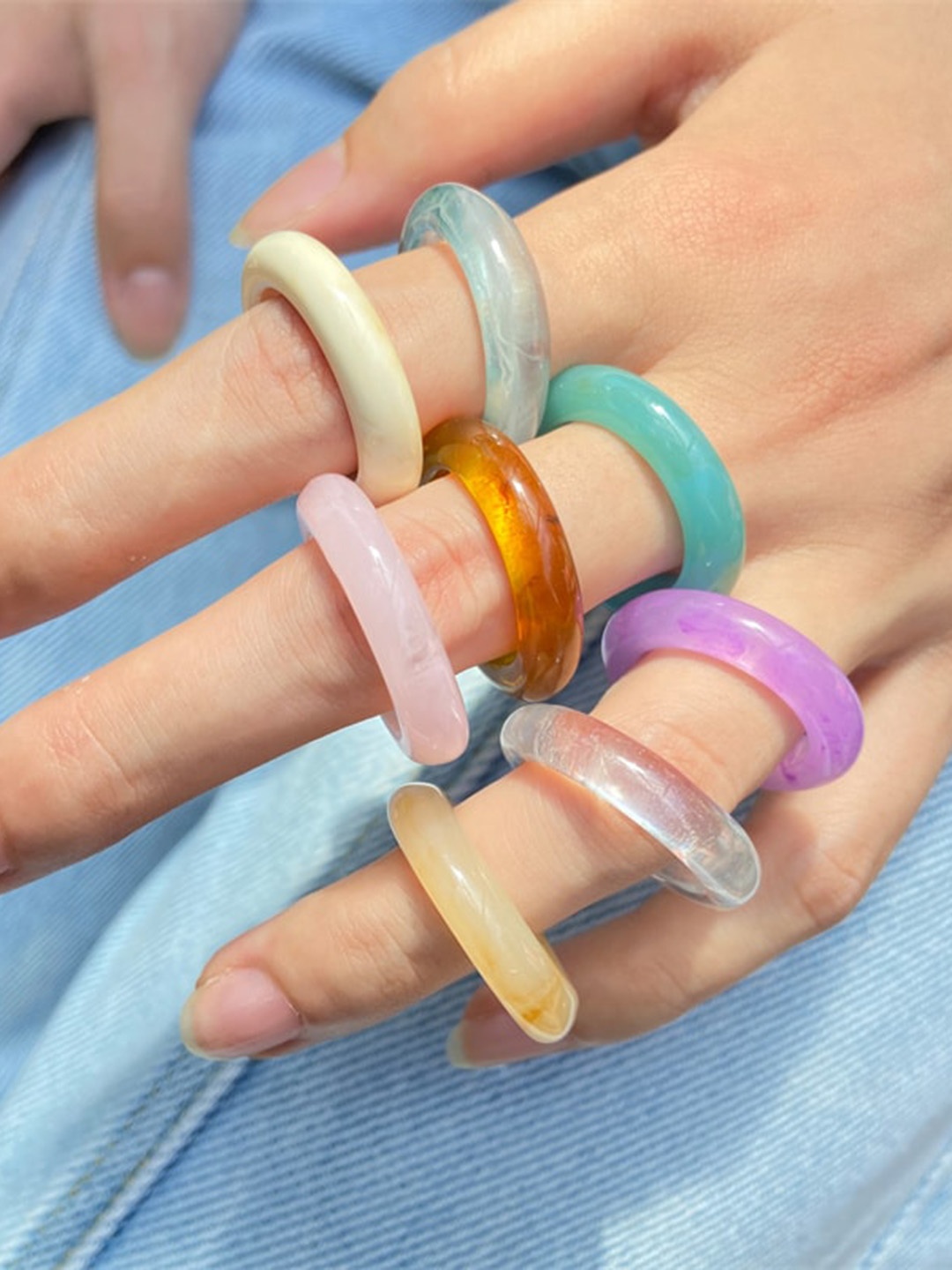 

Shining Diva Fashion Set of 8 Chunky Finger Rings, Yellow