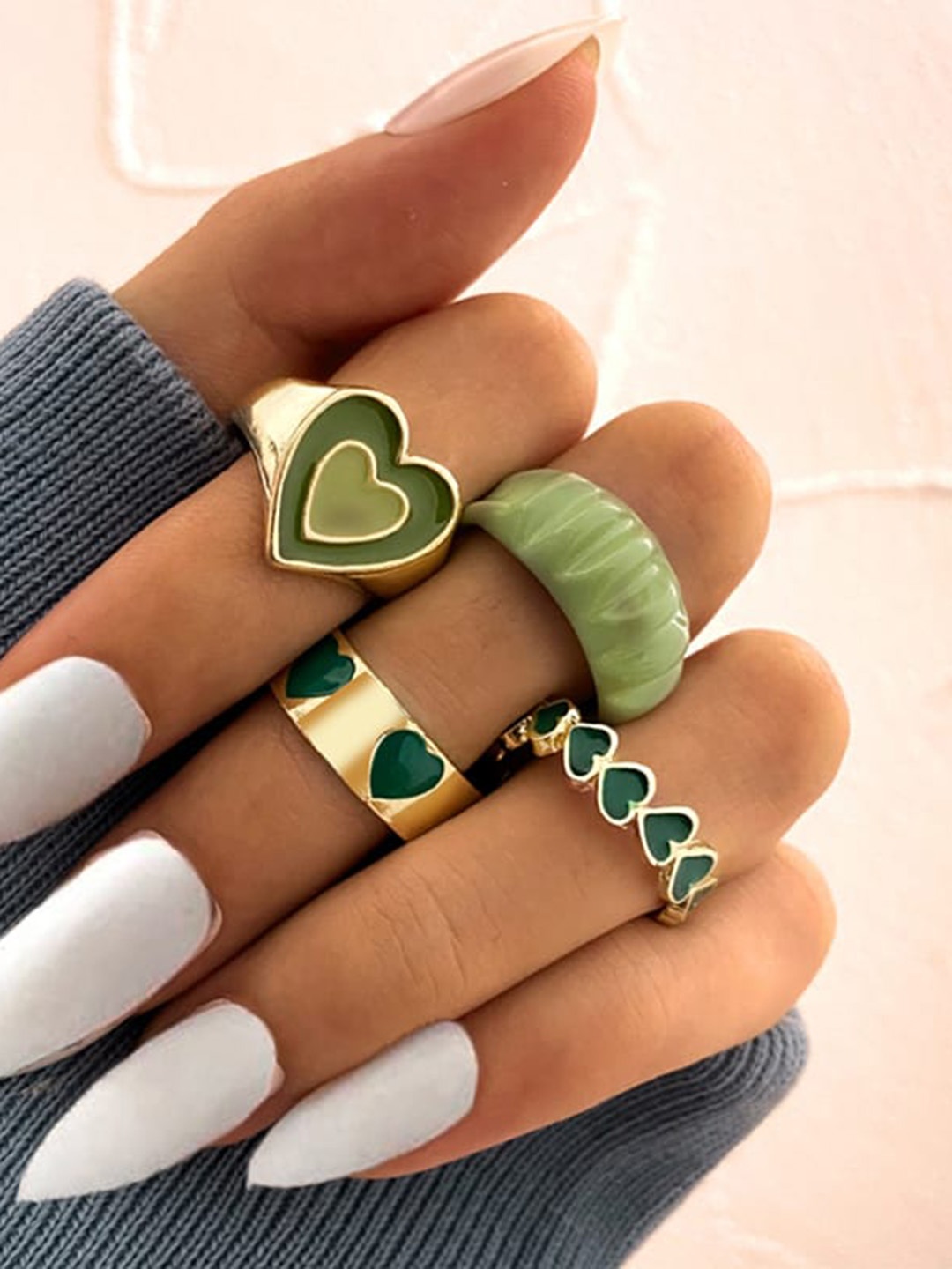 

Shining Diva Fashion Set Of 4 Gold-Plated Finger Rings