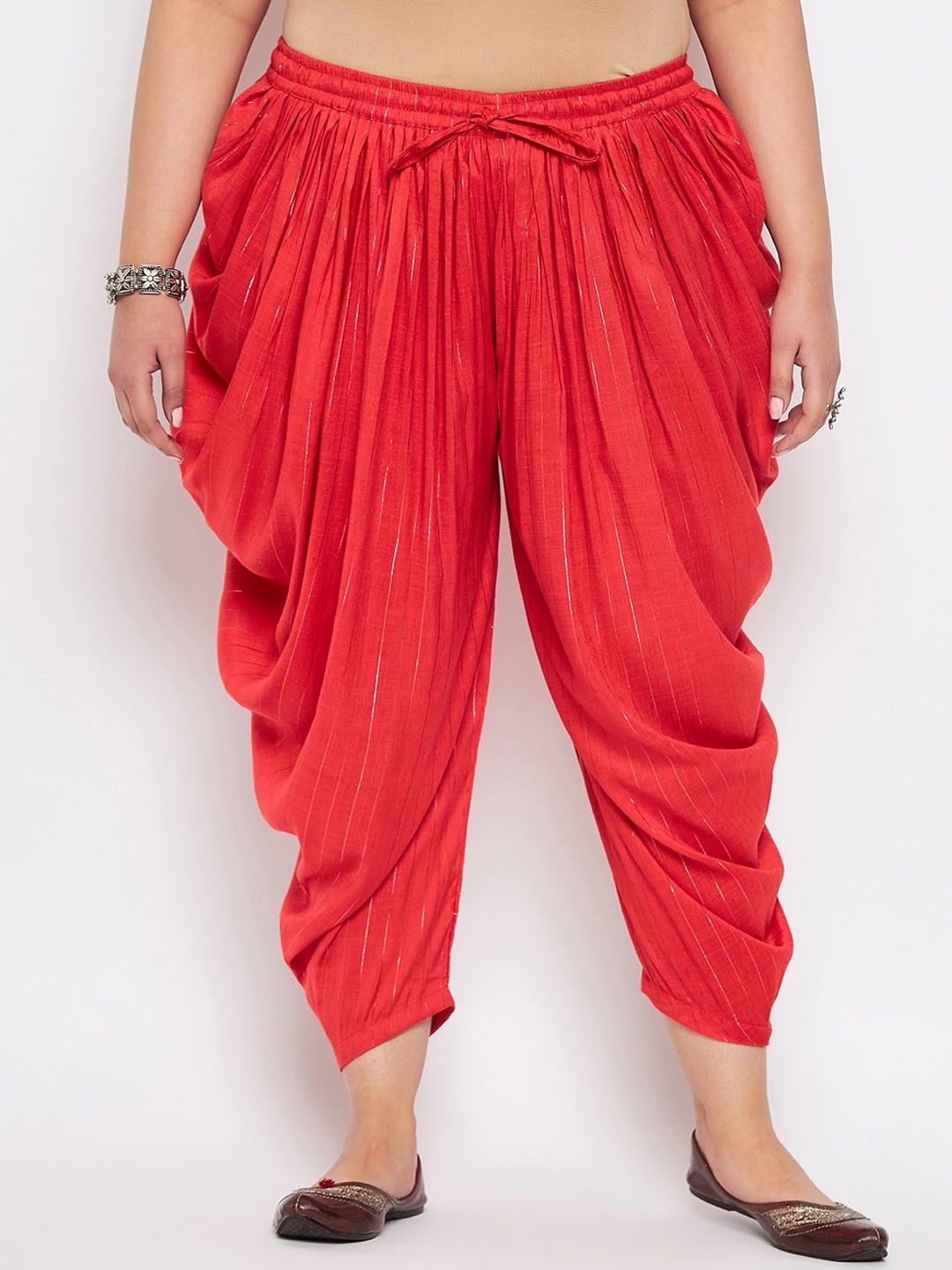 

CLORA CREATION PLUS Women Striped Dhoti Pant, Red