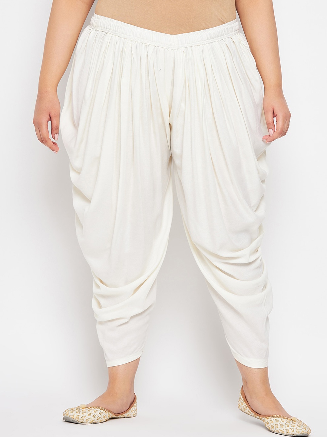 

CLORA CREATION PLUS Women Loose-Fit Dhoti Pants, Off white