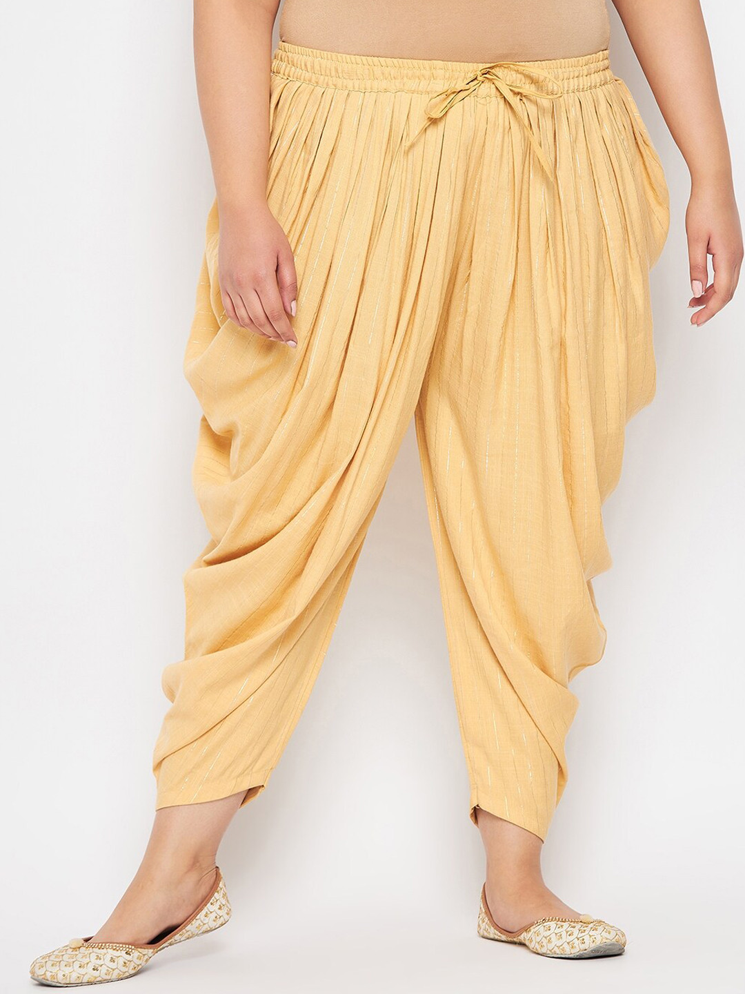 

CLORA CREATION PLUS Women Striped Dhoti Pants, Beige