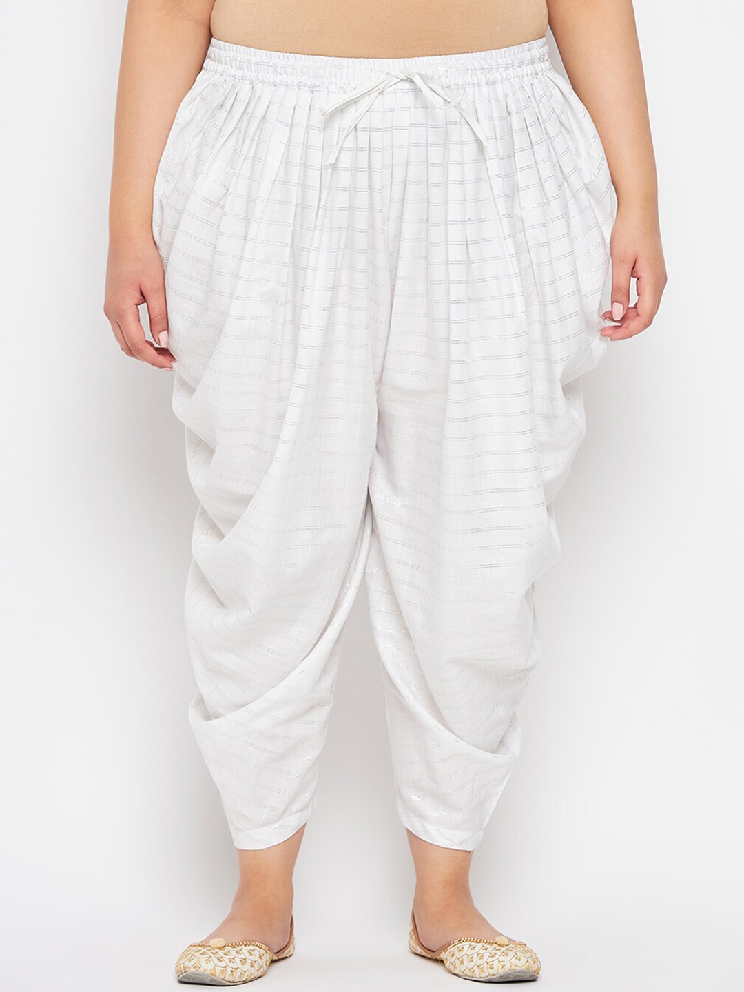 

CLORA CREATION PLUS Women Loose-Fit Dhoti Pants, White