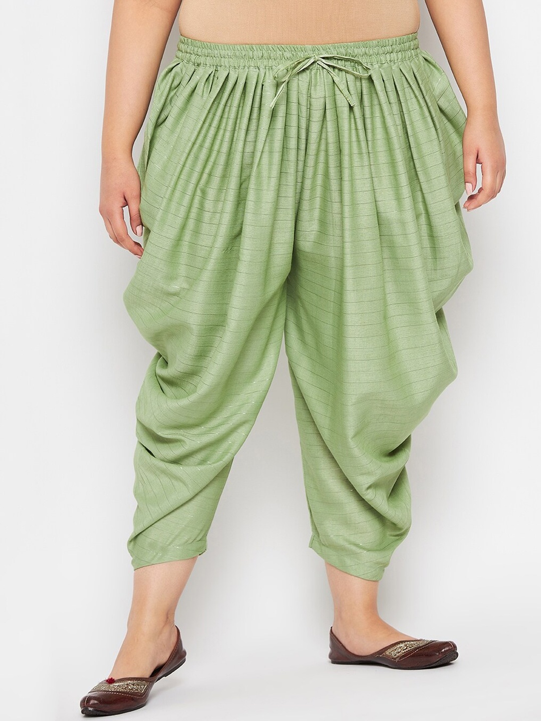 CLORA CREATION PLUS Women Striped Dhoti Pants, Green