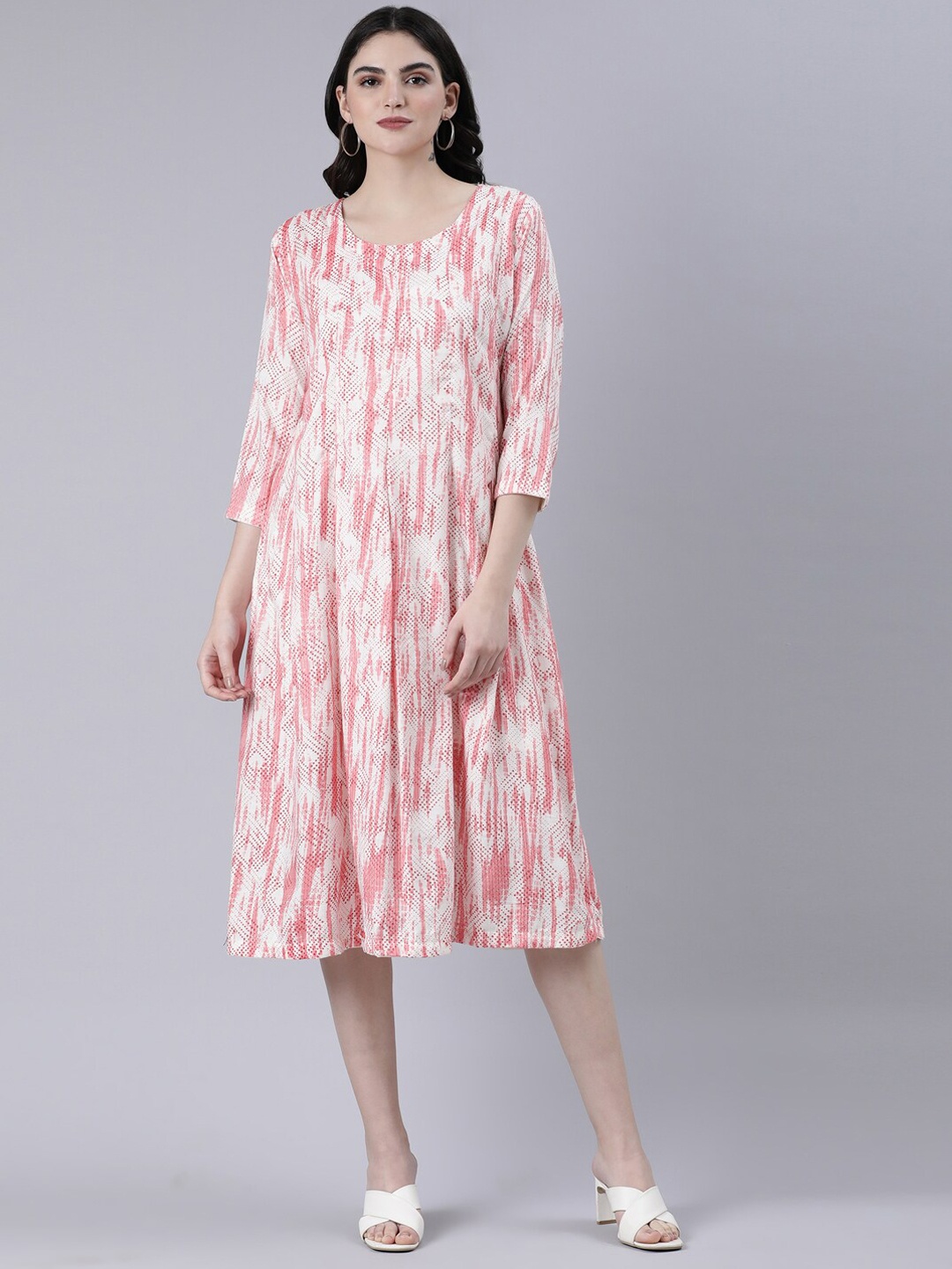 

GOLDSTROMS Printed Midi Ethnic Dresses, Peach