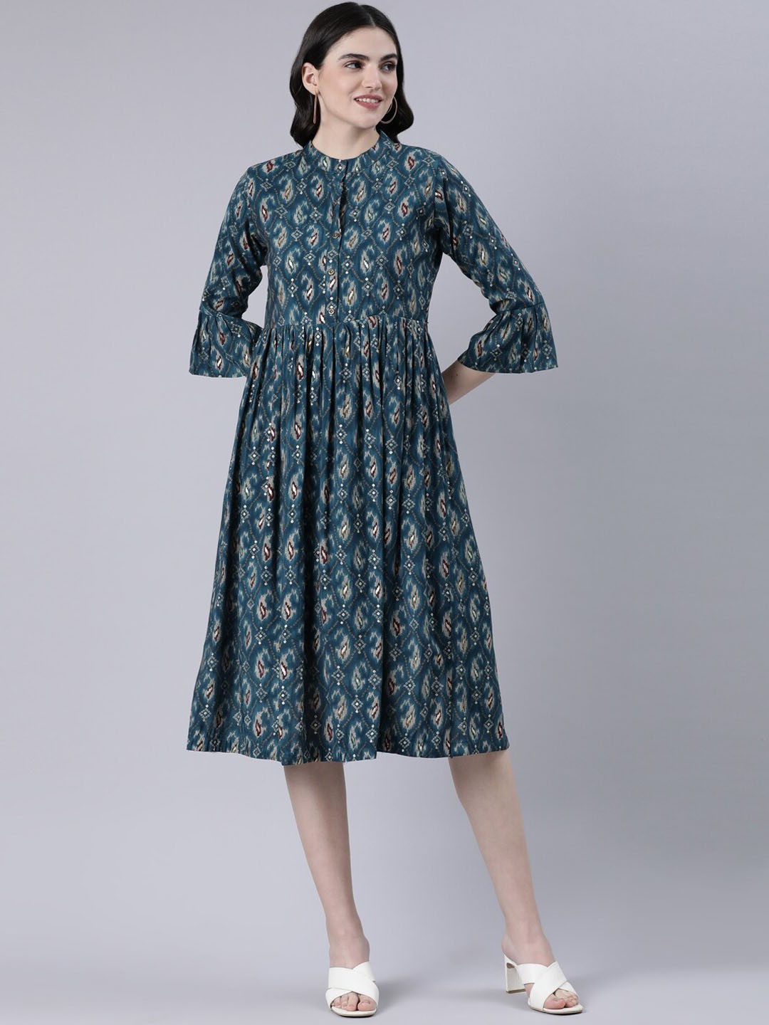 

GOLDSTROMS Printed Midi Ethnic Dresses, Blue